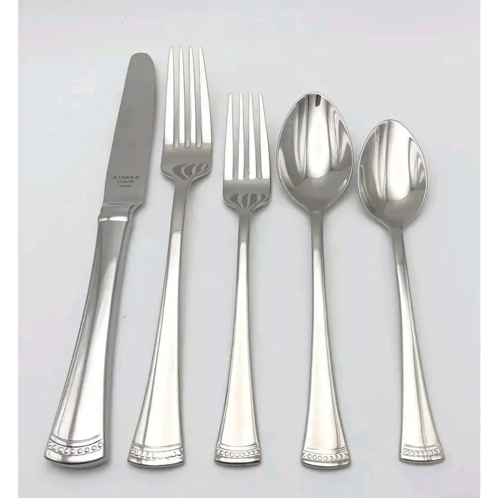 Lenox Portola Place Set 5 Piece 18/10 Stainless Flatware Glossy Vietnam -new-